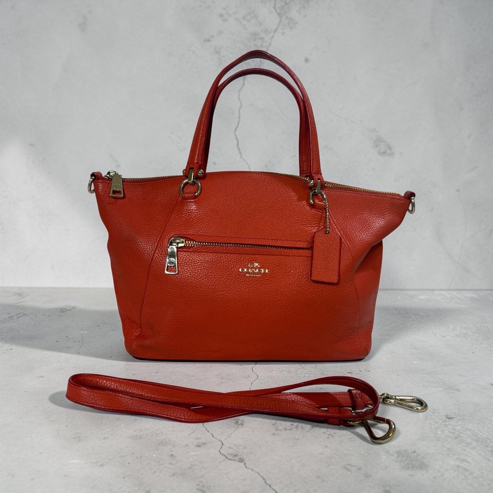 Coach Prairie Satchel Red Pebbled Leather Handbag Shoulder Bag 34340